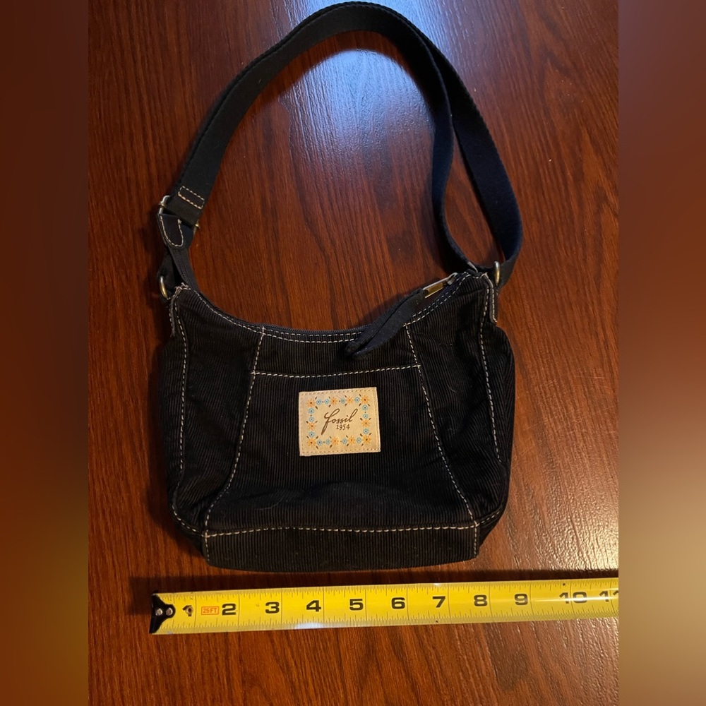 Fossil Black Corduroy Crossbody